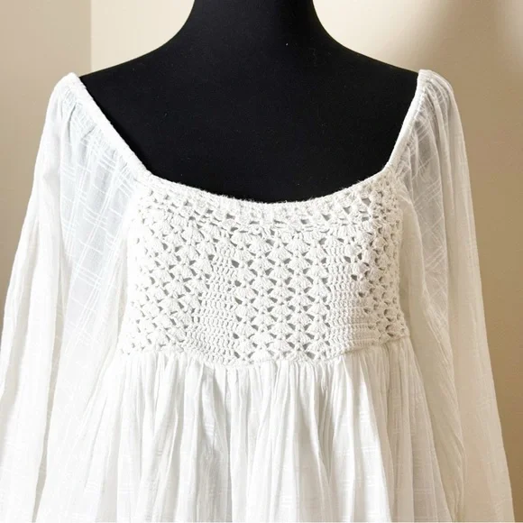 New Free People White ari mini smock dress Medium - Picture 6 of 16